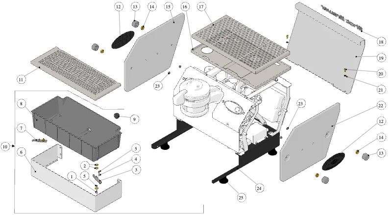 La Marzocco Shot Brewer – 07 – Gehäuse (Explosionszeichnung)