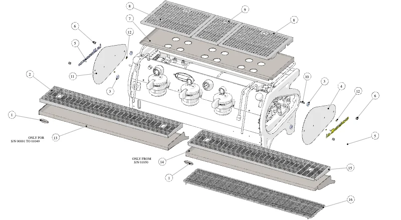 La Marzocco Strada MP – 07 – Gehäuse (Explosionszeichnung)
