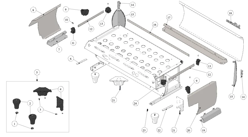 La Marzocco GB5-FB80 – 07 – Body Panel Assembly – GB5 (exploded view)