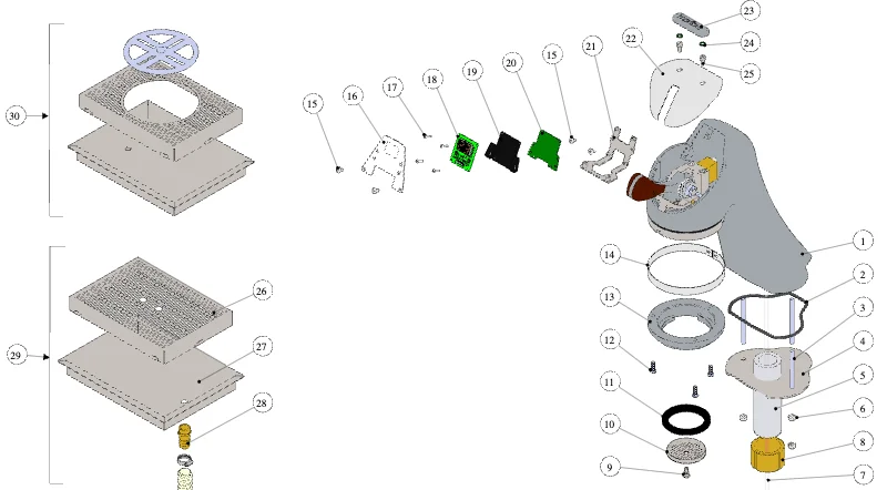 La Marzocco Modbar AV 1GR – 07 – Espresso Tap System (exploded view)