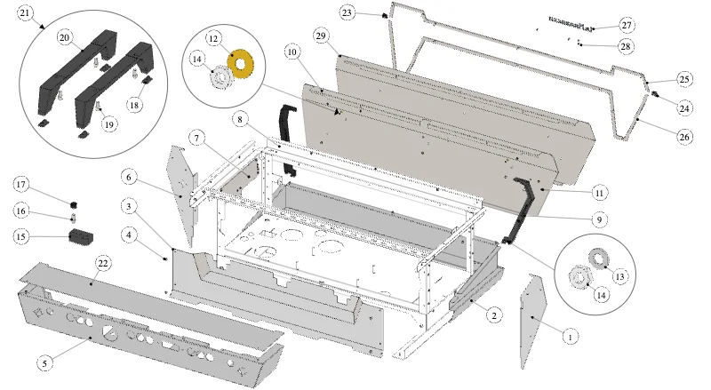 La Marzocco KB90 – 09 – Gehäuse (Explosionszeichnung)