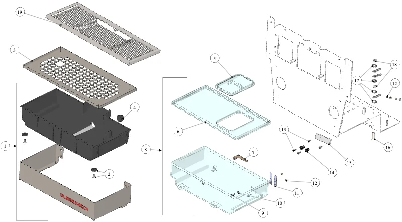 La Marzocco Linea Mini – 09 – Abtropfschale / Wassertank (Explosionszeichnung)