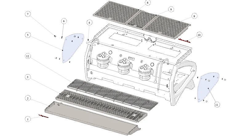 La Marzocco Strada S – 10 – Gehäuse (Explosionszeichnung)