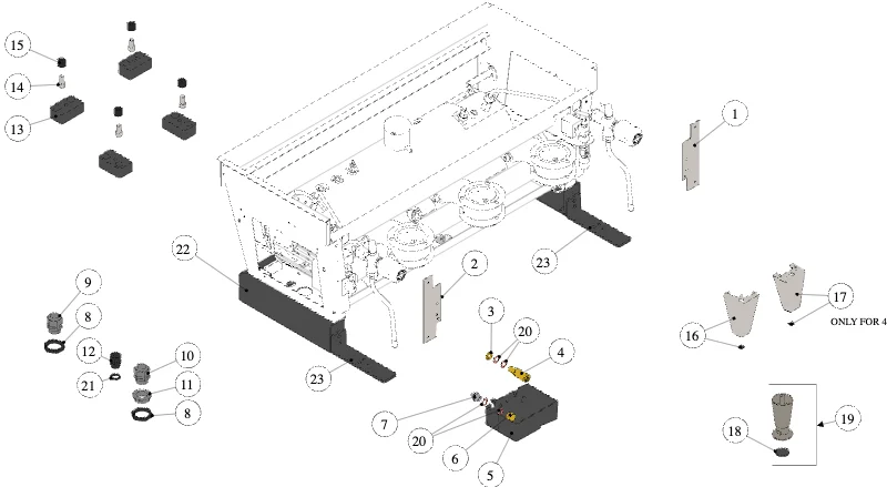 La Marzocco LCS – 11 – Gehäuse (Explosionszeichnung)