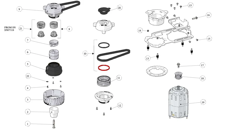 La Marzocco Pico – 11 – Pico Baugruppe & Motor (Explosionszeichnung)