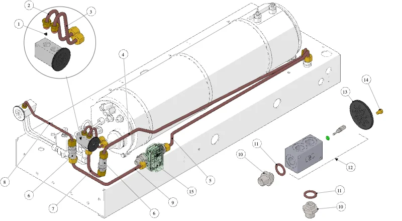 La Marzocco Strada S – 120 – Hydraulik (Explosionszeichnung)
