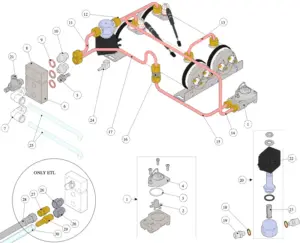 Explosionszeichnung Modbar Pur Over · 14 – Pour-Over-Modul
