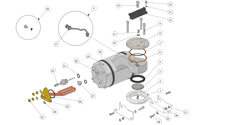 La Marzocco Strada S – 150 – Kaffeeboiler (Explosionszeichnung)