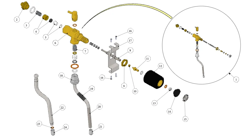 La Marzocco LCS – 15 – Dampflanze (Explosionszeichnung)
