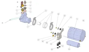 Exploded view Linea Mini · 15 – Water Motor Pump Assembly