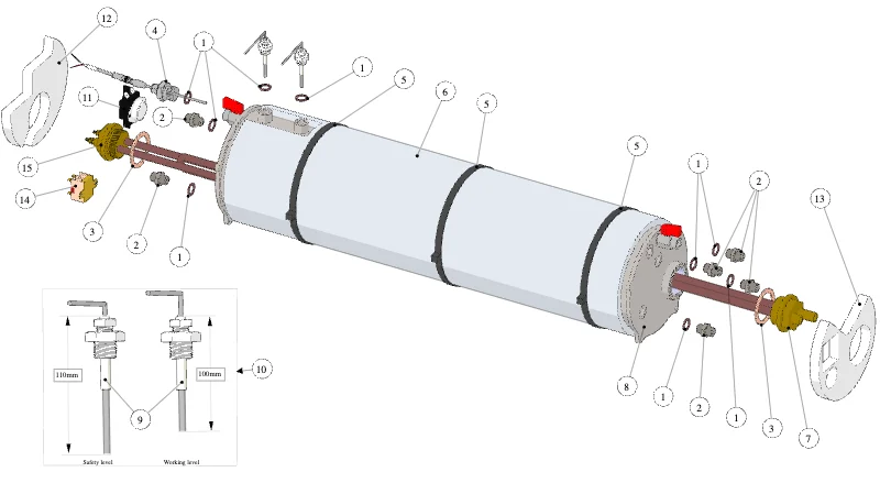 La Marzocco Strada S – 170 – Dampfboiler (Explosionszeichnung)