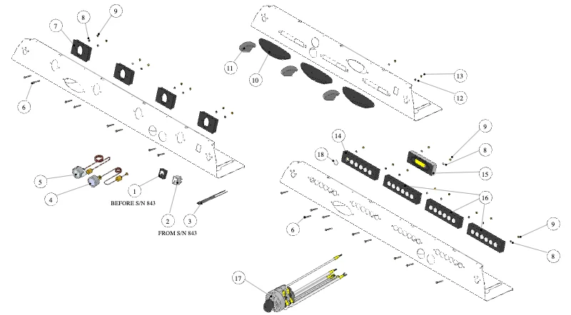 La Marzocco GB5-FB80 – 17 – Control Panel Assembly – AV EE MP (exploded view)