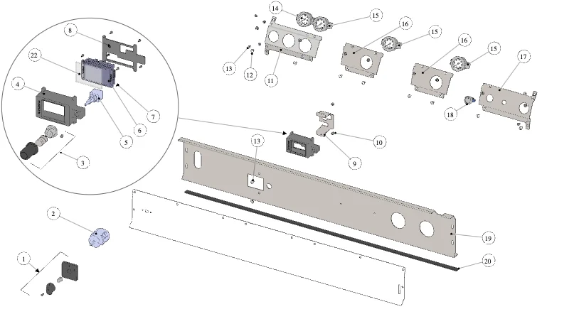 La Marzocco Leva – 17 – Control Panel Assembly – S Version (exploded view)