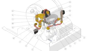 Exploded view Linea Mini · 17 – Hydraulic Assembly