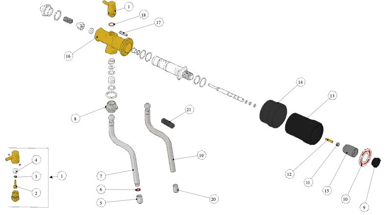La Marzocco GB5 X-S – 17 – Steam and Hot Water Assembly (exploded view)