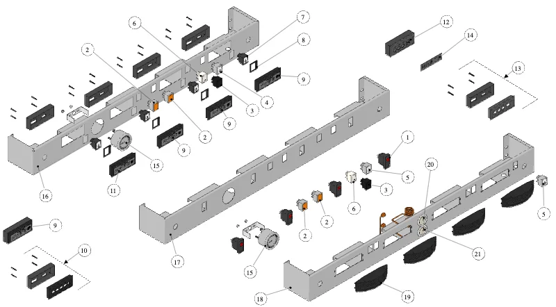 La Marzocco Linea-FB70 – 19 – Bedienfeld – AV & EE (Explosionszeichnung)