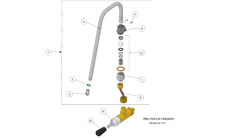 La Marzocco GS3 – 19 – Steam and Hot Water Assembly (exploded view)