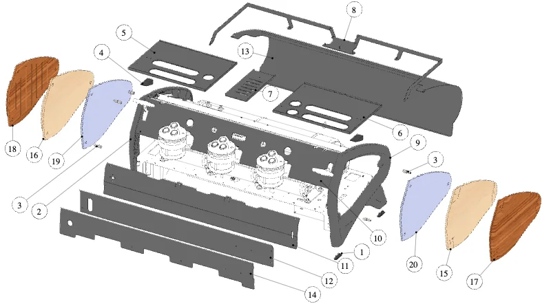 La Marzocco Strada S – 20 – Gehäuse (Explosionszeichnung)