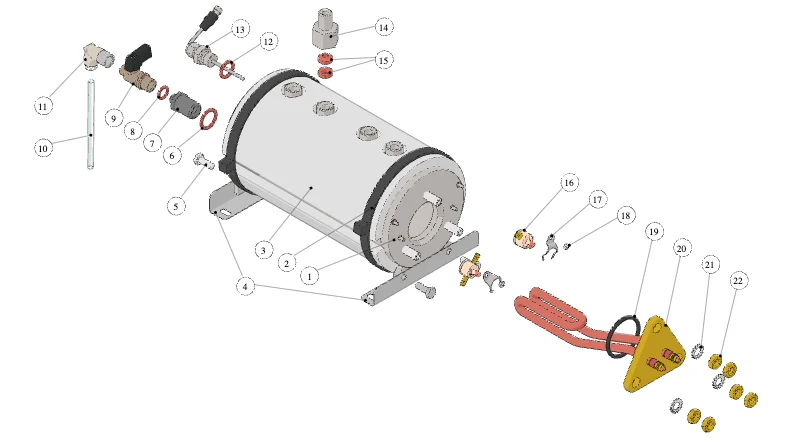 La Marzocco Modbar AV 1GR – 21 – Espresso Module – Coffee Boiler (exploded view)