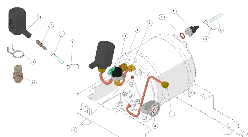 La Marzocco Linea Mini – 21 – Hydraulik (Explosionszeichnung)