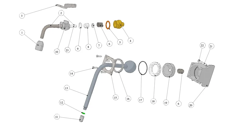 La Marzocco Leva – 21 – Steam and Hot Water Assembly (exploded view)