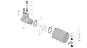 Explosionszeichnung GS3 · 21 – Pumpenkopf und Motor (Rotationspumpe)
