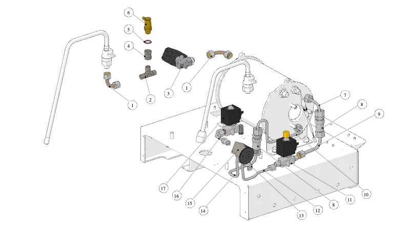 La Marzocco Strada EP 1GR – 23 – Hydraulic Assembly (exploded view)
