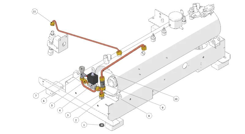 La Marzocco GB5 X-S – 23 – Hydraulic Assembly – S Version (exploded view)