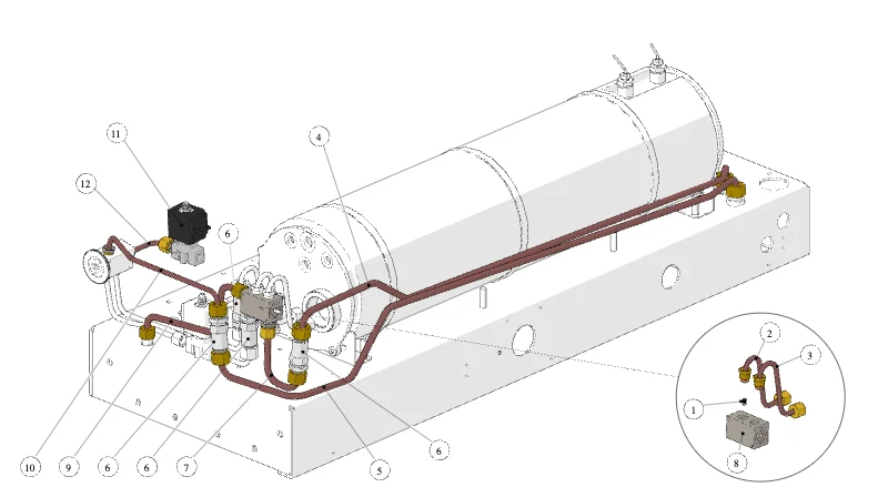 La Marzocco Strada EP 1.1 – 25 – Hydraulik (Explosionszeichnung)