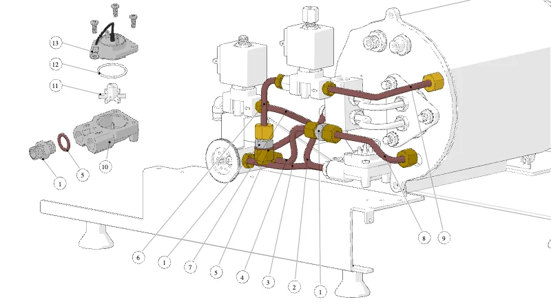 La Marzocco GS3 – 25 – Hydraulic Assembly – AV (exploded view)