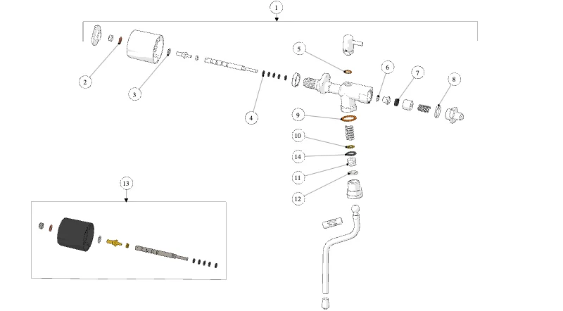 La Marzocco GB5-FB80 – 25 – Steam Wand Assembly (exploded view)