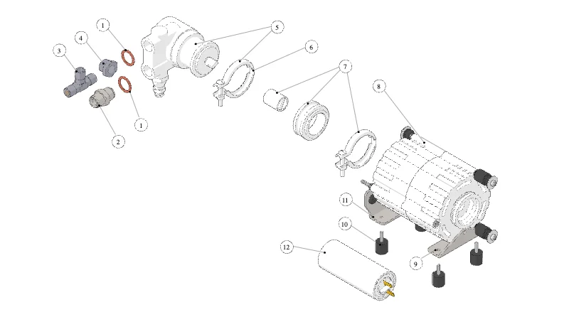 La Marzocco Leva 1GR – 27 – Pumpenkopf und Motor (Rotationspumpe) (Explosionszeichnung)