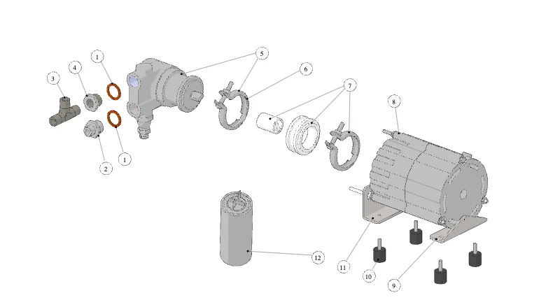La Marzocco Strada EP 1GR – 27 – Water Motor Pump Assembly (exploded view)