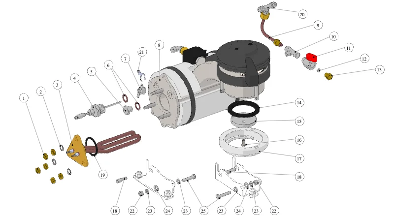 La Marzocco Strada EE – 33 – Coffee Boiler (exploded view)