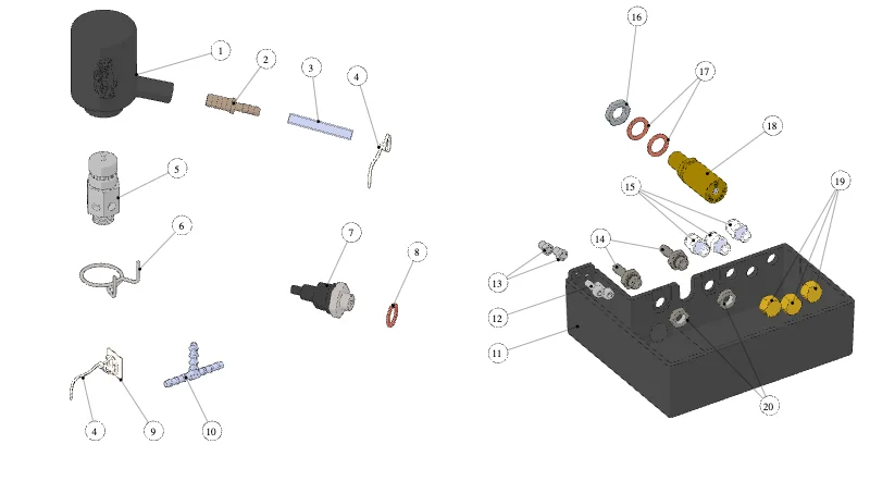 La Marzocco Linea PB – 33 – Fittings and Valves (exploded view)