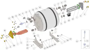 Explosionszeichnung Linea Mini · 33 – Dampfboiler