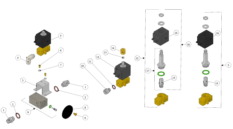 La Marzocco GS3 – 35 – Fitting and Valves (exploded view)