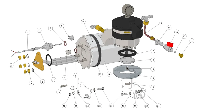 La Marzocco Strada MP – 36 – Kaffeeboiler (Explosionszeichnung)