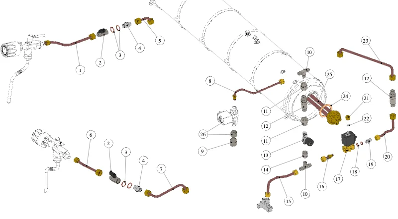 La Marzocco GB5-FB80 – 38 – Hydraulic Assembly (exploded view)