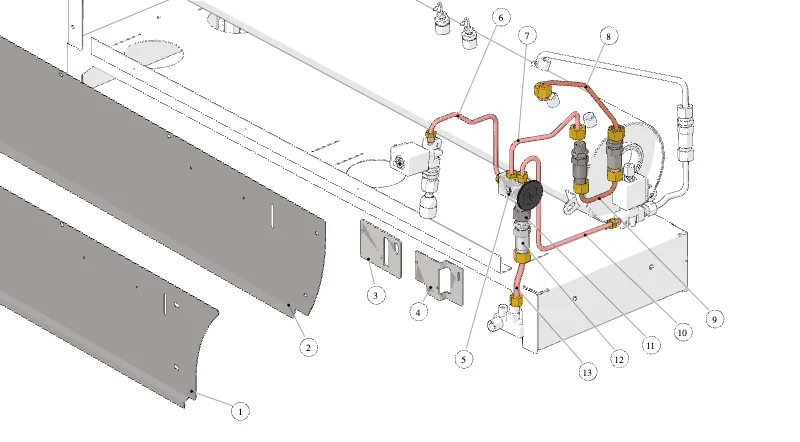 La Marzocco GB5-FB80 – 43 – Hydraulic Assem. – Hot W. Mix.valve (exploded view)