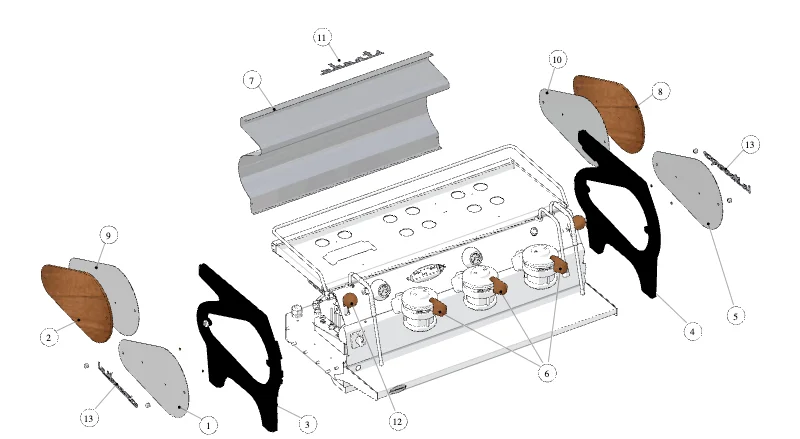 La Marzocco Strada EE – 43 – Strada – Customization (exploded view)