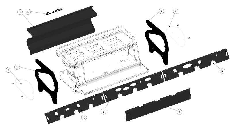 La Marzocco Strada EE – 47 – Strada – Flat Black Edition (exploded view)