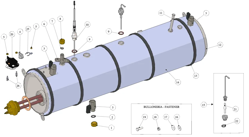 La Marzocco Linea PB – 49 – Steam Boiler (exploded view)