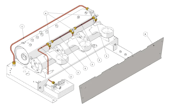La Marzocco Linea PB – 53 – X Version – Hydraulic Assembly (exploded view)