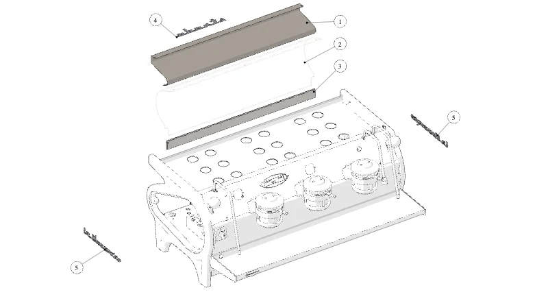 La Marzocco Strada MP – 55 – Strada – transparente Glasblenden (Explosionszeichnung)