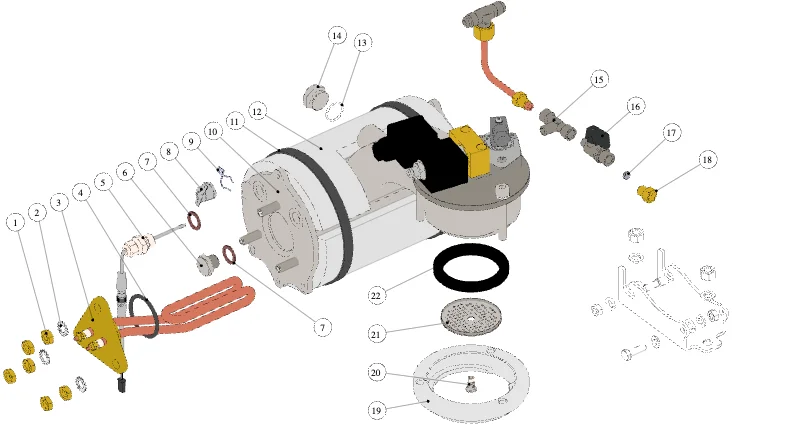 La Marzocco Linea PB – 59 – X Version – Coffee Boiler Assembly (exploded view)