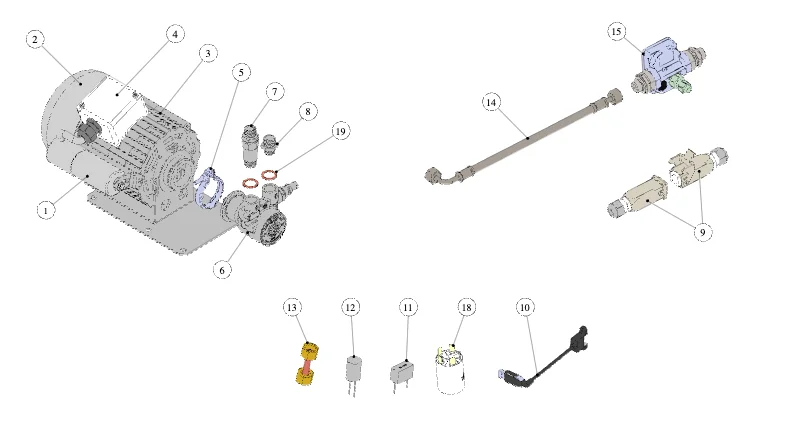 La Marzocco GB5 X-S – 61 – Electrical System and Pump (exploded view)