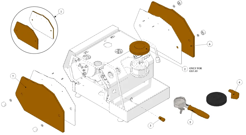 La Marzocco GS3 – 61 – GS3 – Custom Color (exploded view)