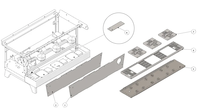 La Marzocco Linea PB – 65 – Scales Version – Body Panel Assem. (exploded view)