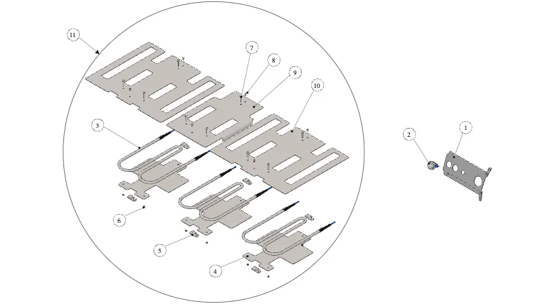 La Marzocco Leva – 69 – Cupwarmer Heating Elements (exploded view)